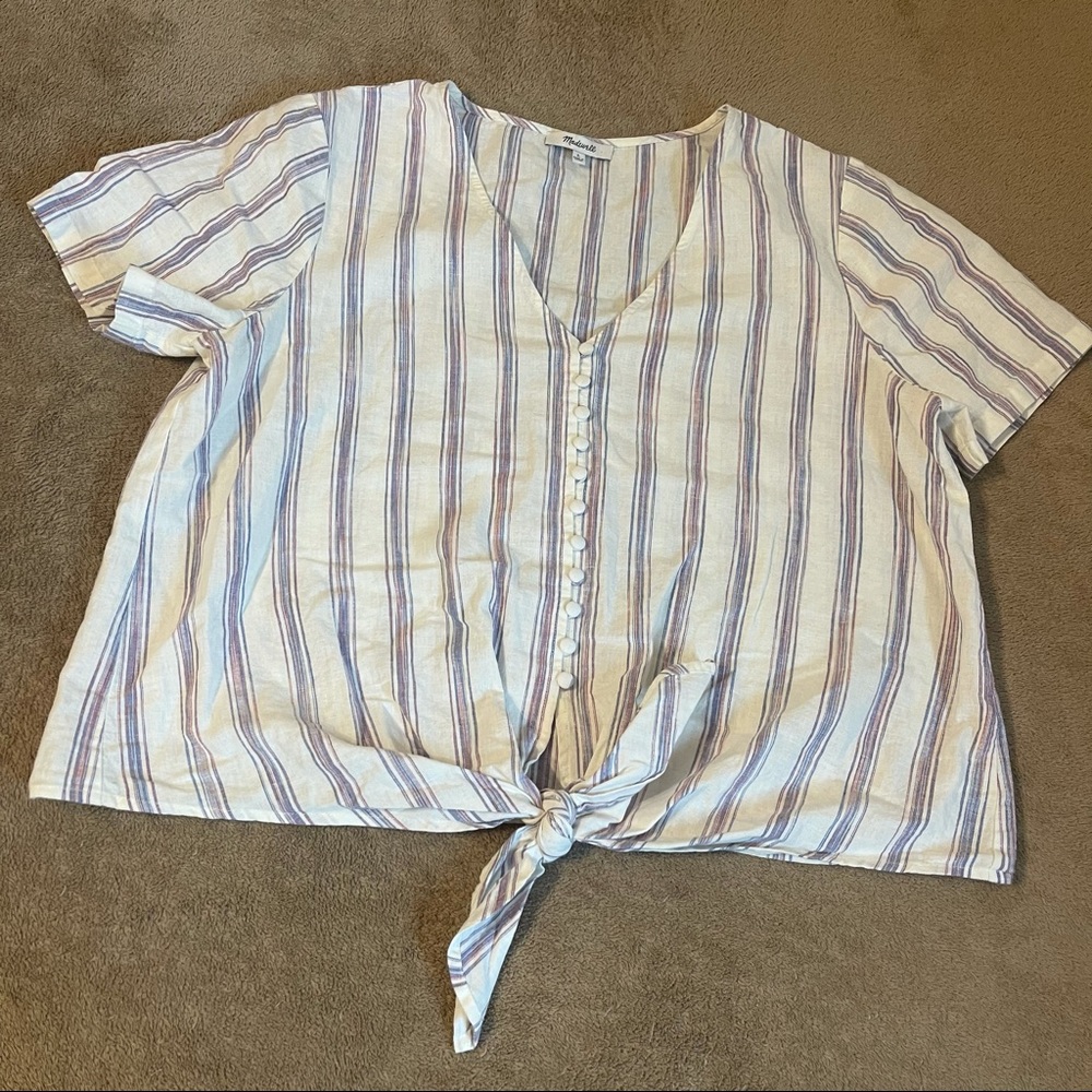 Madewell Agency Tie Button Front Top